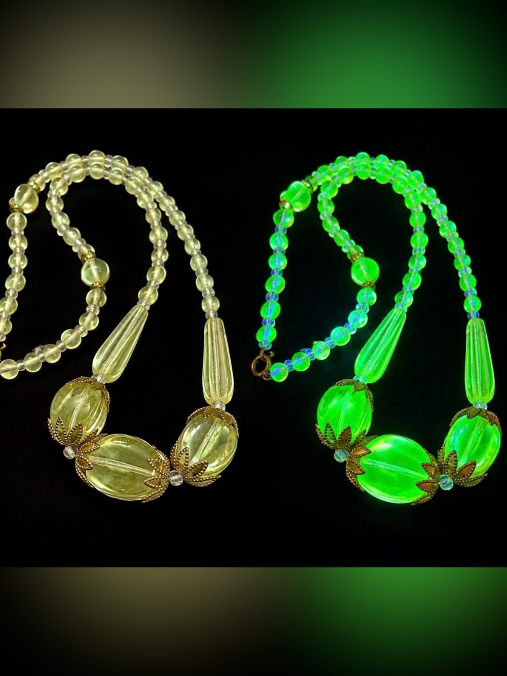 Uranium Glass Necklace Vintage